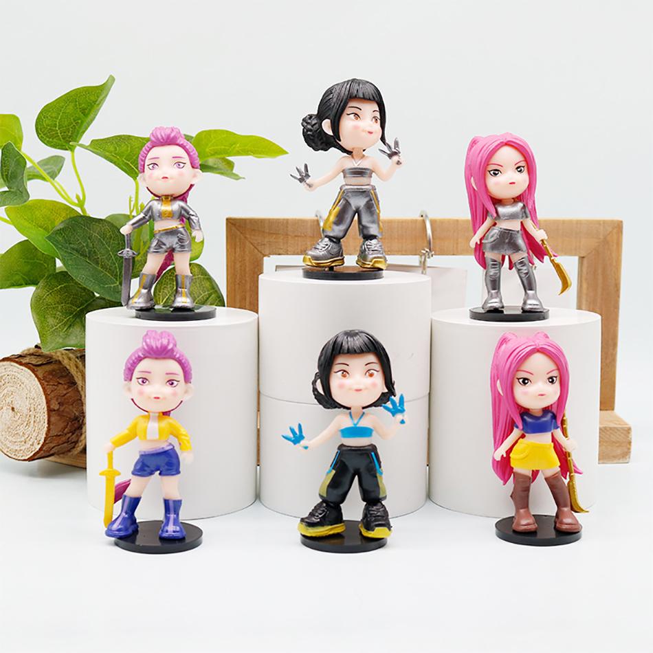 6pcs/Set Q Version Kpop Demon Hunters Action Figure PVC Toy Derpys Rumi Mira Zoey Sussy Figurine Doll For Fans Gift Childen Gift