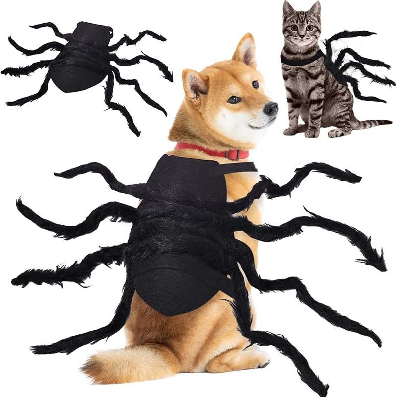 Pet Spider Costume for Cats Cat Dog Spider Cosplay Costume Furry Spider Costume for Cats Dogs Halloween Party Dress Up for Small