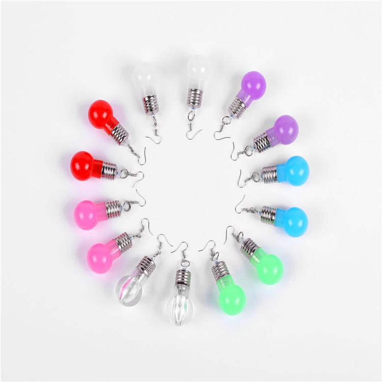 Stylish Luminous Multi-Color Light Bulb Pendant Earrings - Durable, Creative, and Fashionable Statement Piece.