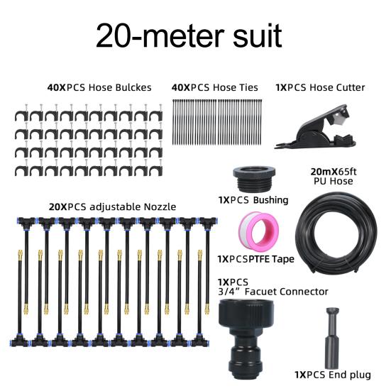 Automatic Irrigation System Irrigation Hose with 360-Degree Adjustable Nozzles Drip Irrigation System Kit with Connectors Cutter Ties for Garden