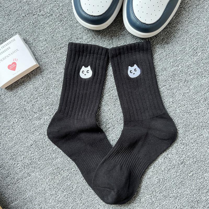 Cityboy Men's Trendy Cartoon Embroidery Mid-Calf Socks - Sweat-Absorbing Sport Socks for Autumn & Winter
