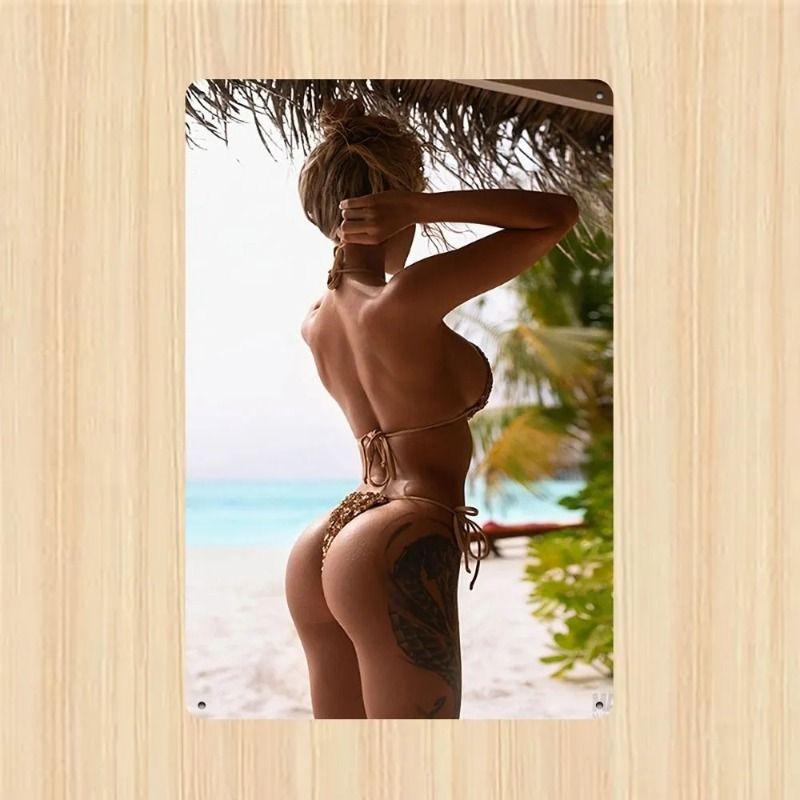 Sexy Girl Metal Tin Sign 20x30 cm for Garage & Workshop Decor