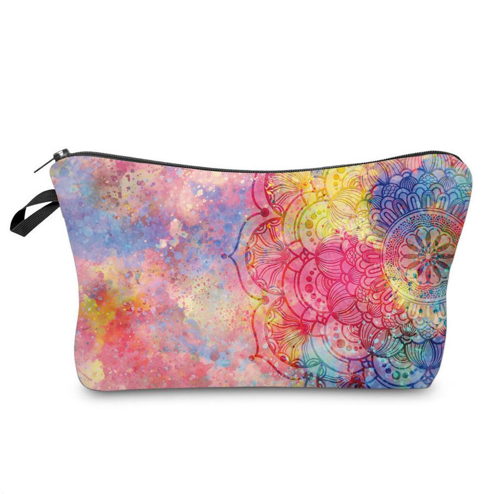 Mandala Makeup Bag Printed Multi Functional Portable Travel Storage Pouch Wash