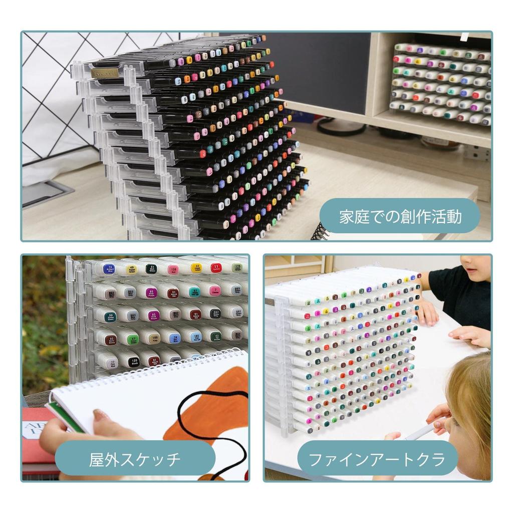 180 Slot Transparent Universal Marker Storage Tray with Pen Holder Display for 180 Pens SN01C Pencil Holder (Transparent, 12)