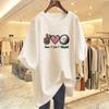 Pure Cotton Loose Korean Version T-shirt Women's Summer New Letter Love Printed Short Sleeves