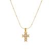 Gold Plated Stainless Steel Crystal Cross Pendant Necklace for Women
