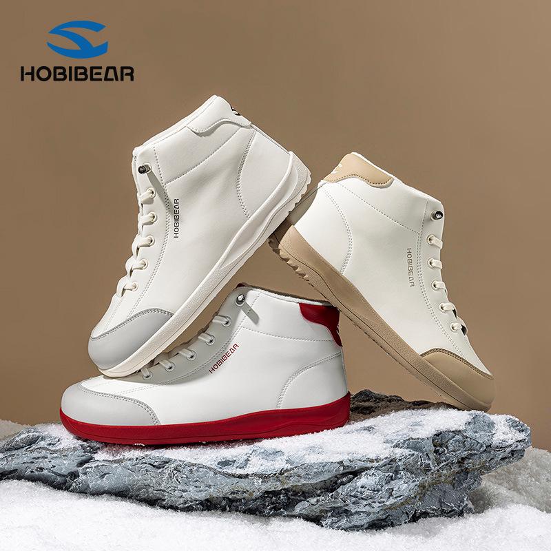 HOBIBEAR Fleece-Lined Slip-On Winter Mid-Top Wide-Toe Casual Outdoor Shoes