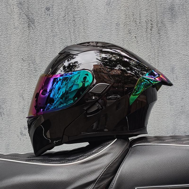 E5GOrz Flip-up Motorcycle Helmet for Men & Women – Full Face, All-Season with Bluetooth Slot, Big Tail Wing, 3C Certified
