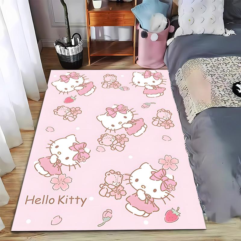 

Cute Hello Kitty Carpet with Pink Floral Design Suitable for use as an anti-slip game mat for living room and bedroom sofas 40x60cm( 15x23in )
