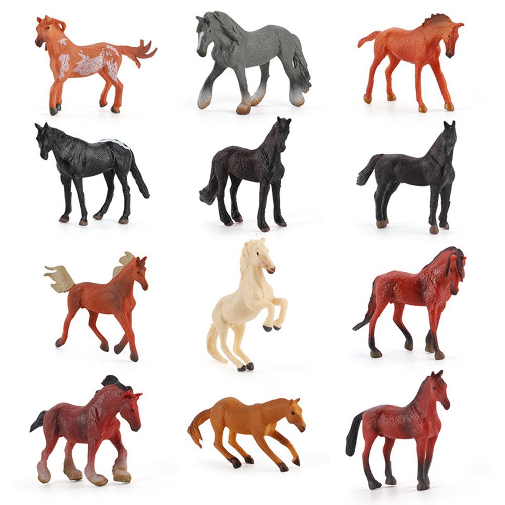 12PCS Mini Action Figures Horse Toy Model Simulation PVC Miniature Horse Animals Toy Playset