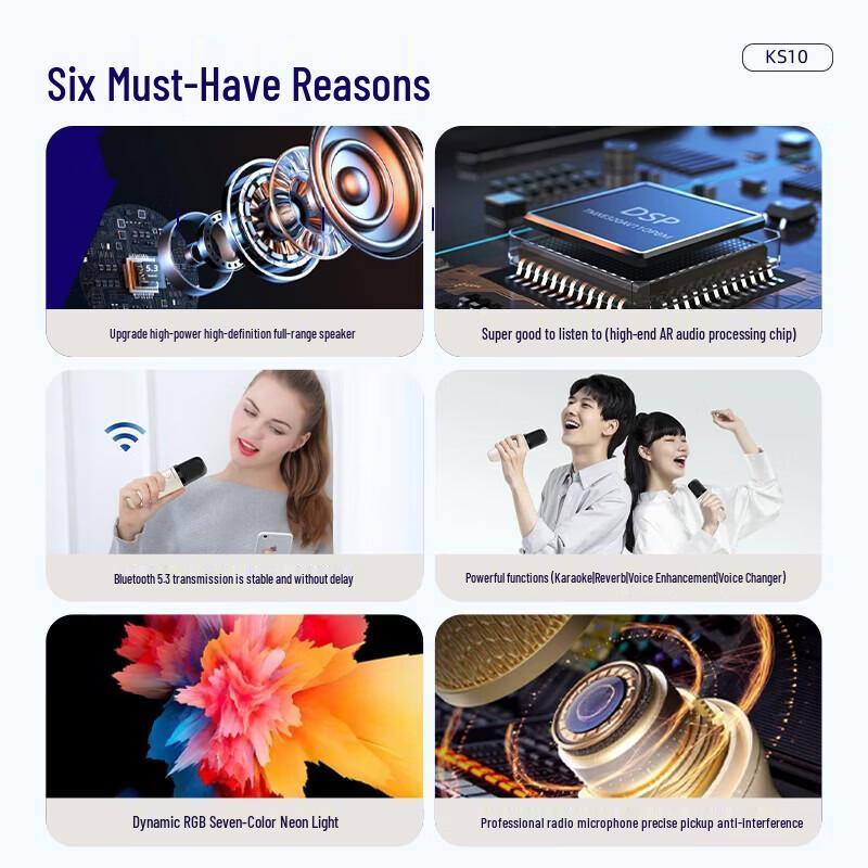 Newsmy KS10 Portable Karaoke Mini Speaker with Mic CN plug (adapter included)