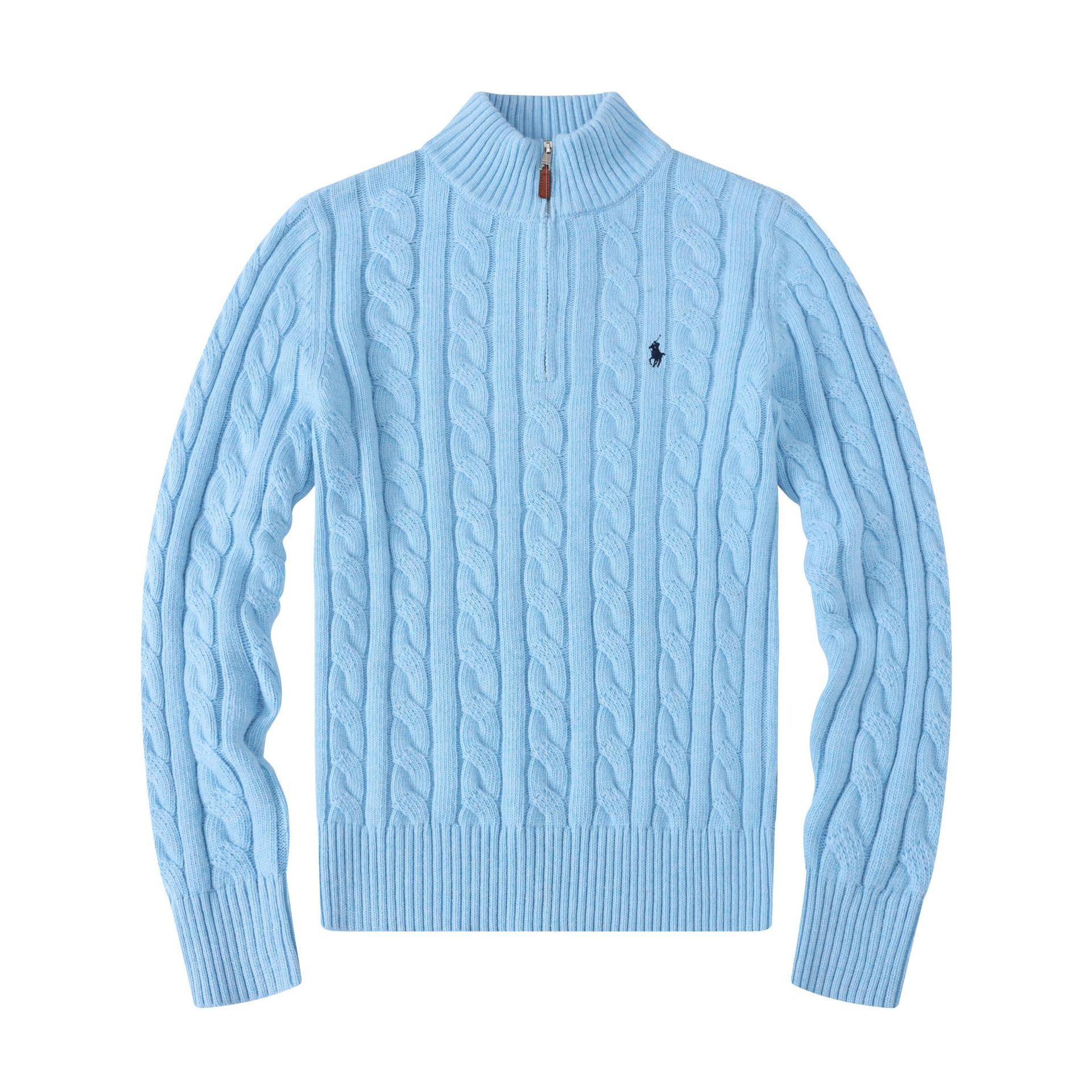 Stilvoller Pullover mit halbem Reißverschluss Lässiger Strickpullover S blau