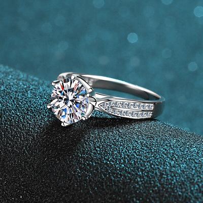 Alianças de casamento de moissanita 3ct femininas, prata esterlina 925 com banho de ouro branco 18k, aliança de noivado e compromisso de casamento