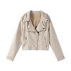 Zipper Short Jacket Lapel Slant Zipper Deerskin Thin Velvet Top Women's Long Sleeves Slim Coat Casual New Fashion Autumn