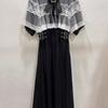Japanese Dress Short Sleeve Women's Cape Mesh Big Bow Lace Temperament Splicing Long Dress