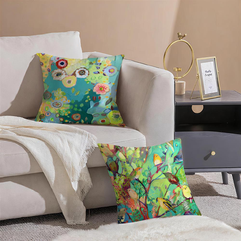 Anime Abstract Paint Colorful Art Cushion Cover Pillowcase Short Plush Invisible zipper Room Sofa Cushion Cover