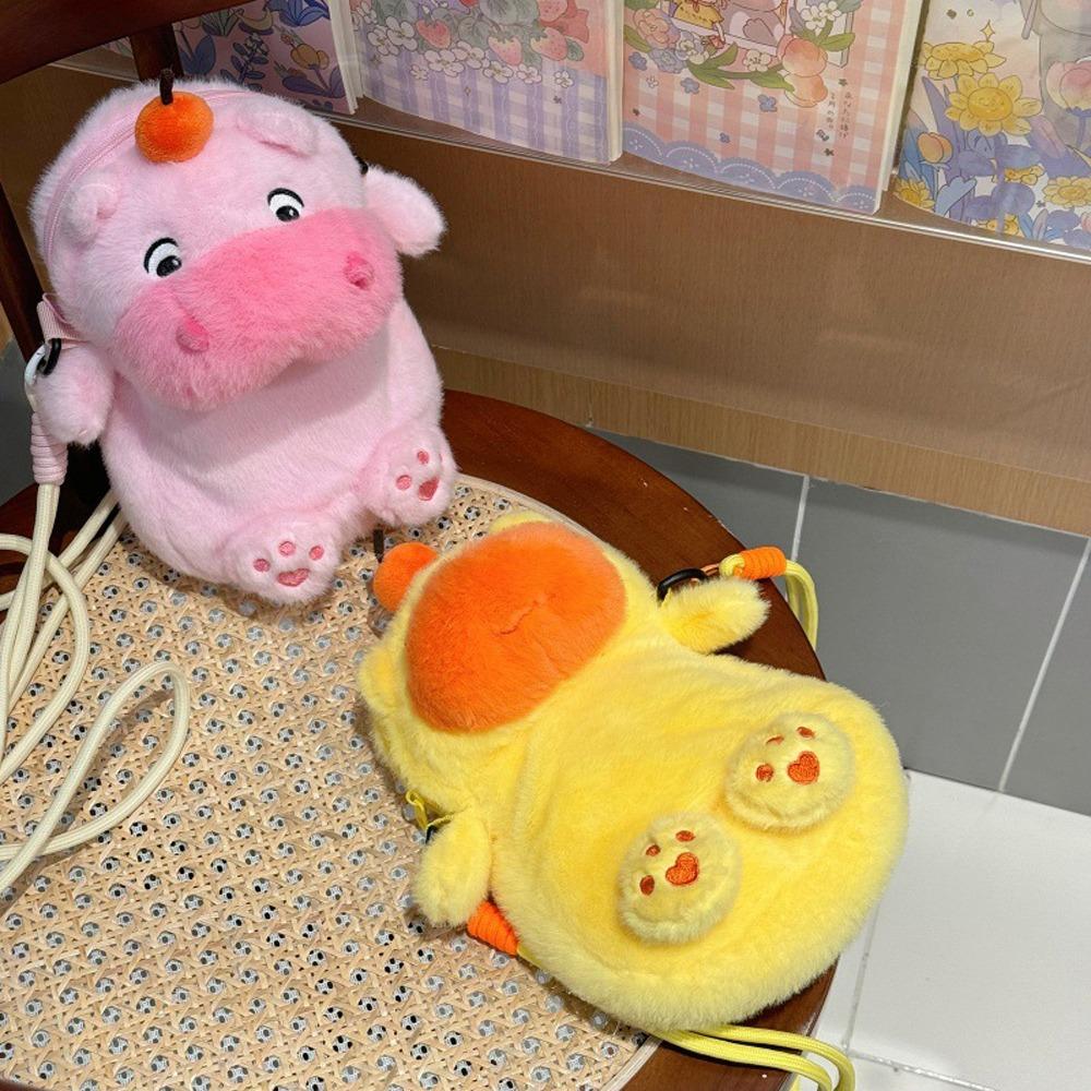 Animal Doll Capybara Plush Crossbody Bag Persimmon Cartoon Plush Shoulder Bag  Office