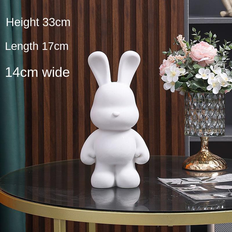 New DIY Paint Fluid Animal Bear Rabbit Lucky Dragon White Hand Painted Home Decoration Doll Toy Statue Deposit Can Handmade Gift