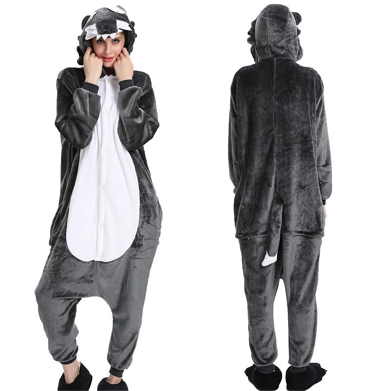 Gemütlicher Unisex Erwachsenen Tier Flanell Onsie Kostüm Pyjama mit Seitentaschen