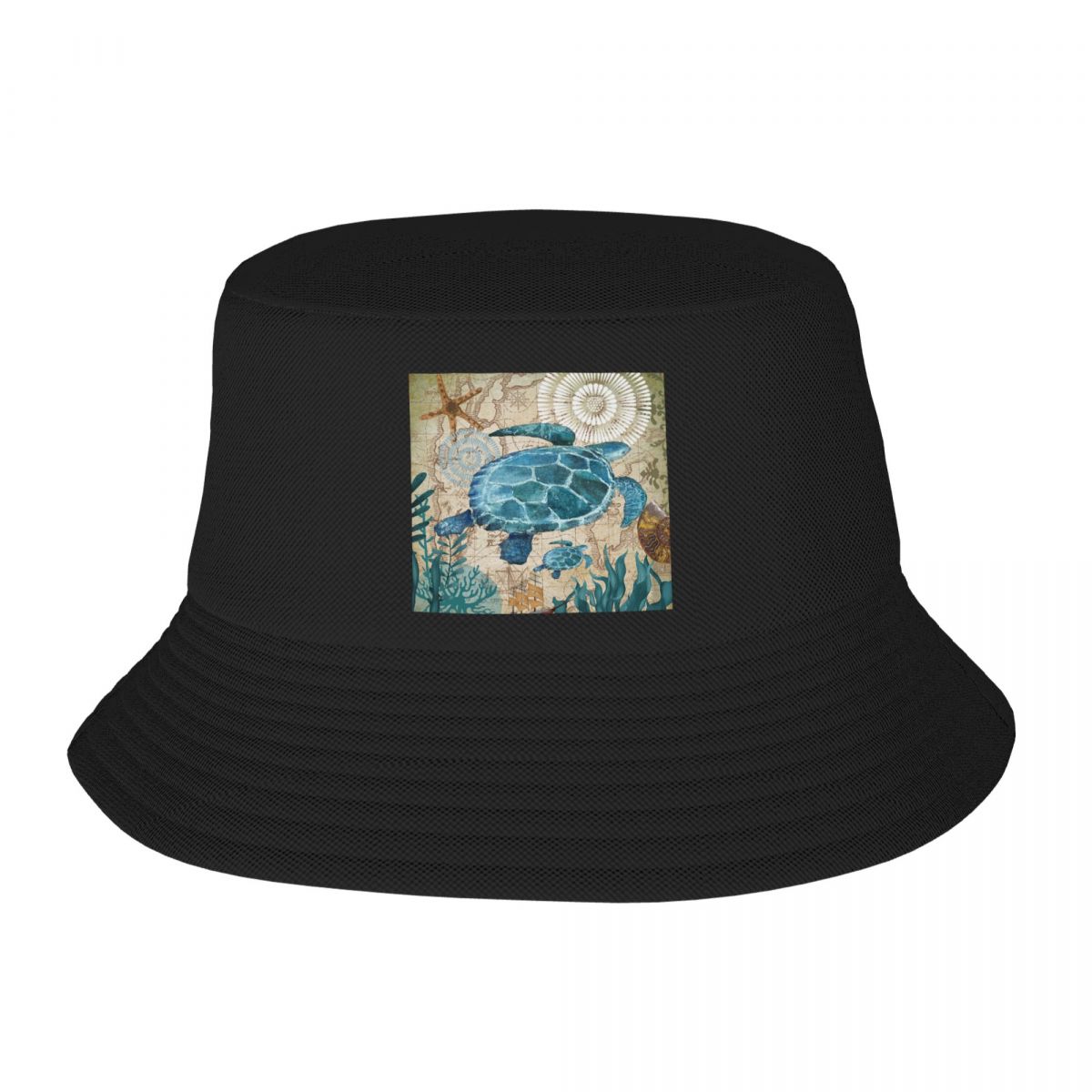 Custom Ocean Sea Turtle Bucket Hat Unisex Women Outdoor Sun Summer Fishing Cap
