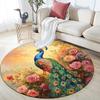 Peacock Garden Round Area Rug,Carpet Rug for Living Room Bedroom Sofa Playroom Decor,Non-slip Floor Mat
