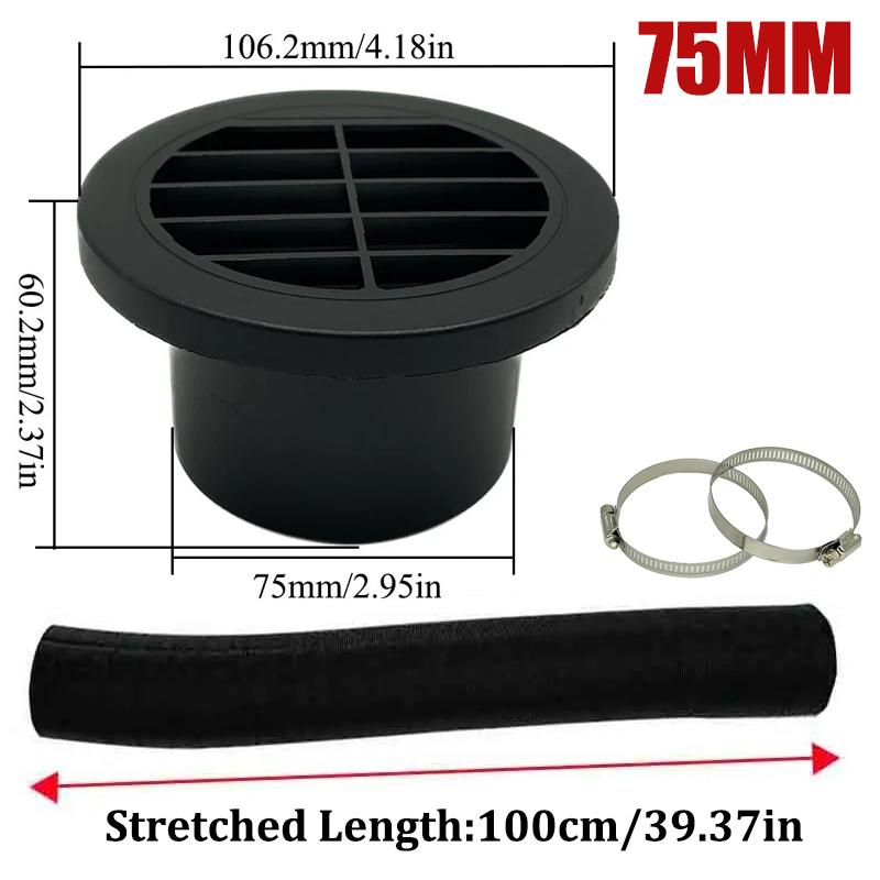 42mm 60mm 75mm 90mm Car Air Diesel Parking Heater 1x Air Outlet Vent + 1x Warm Duct Pipe + 2x Clamps For Webasto Eberspacher
