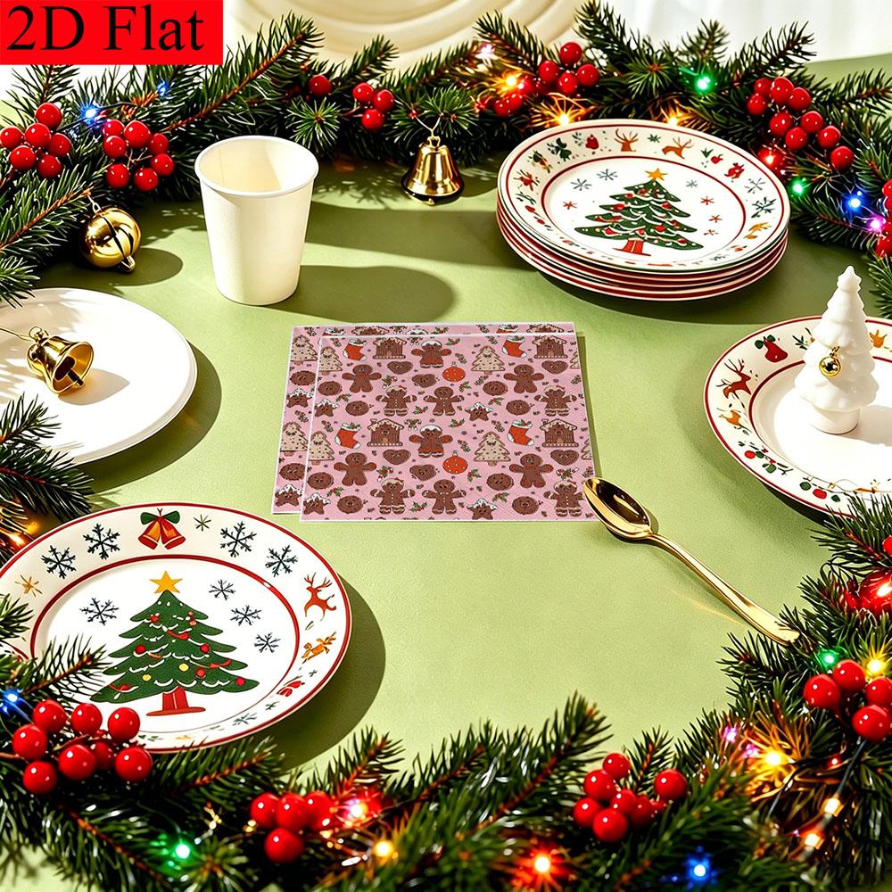 20pcs Disposable Napkins Withgingerbread Man Pattern Print for Wedding,Parties,and Daily Use for Thanksgiving Fall Christmas Table Decoration