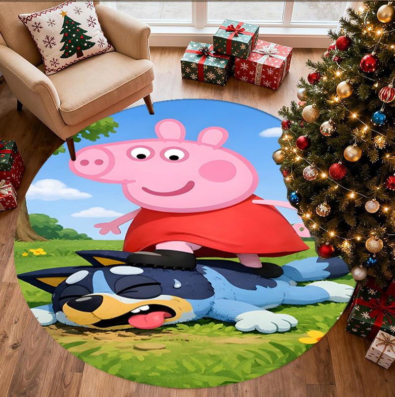 Cartoon animation Pattern Round Rug, Indoor/Outdoor Mat, for Picnic, Gameroom, Bedroom, Office, Living Room, Home Decor Carpet, Birthday Gift