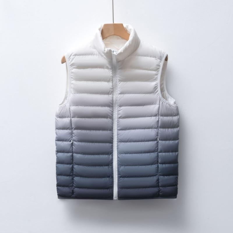 Men's 90 down men's stand-up collar vest white duck down light down jacket gradual change color coat