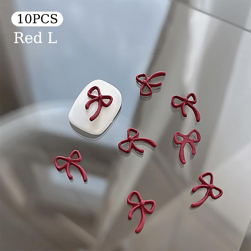 10Pcs Kawaii Bowknot Metal Gold Silver Nail Charms 3D Alloy Bow Tie Jewelry Nail  Decoration Manicure Accessories