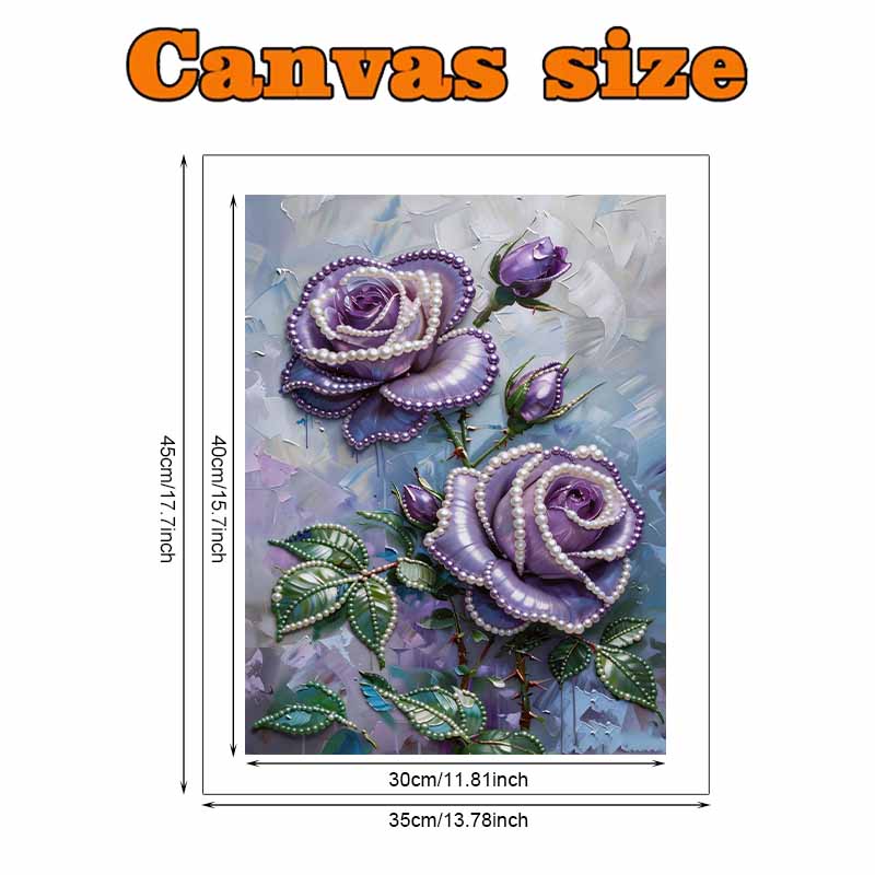 DIY Purple Rose Pearl Diamond Art Kits Without Frame 30x40cm Gem Art Diamond Painting Kits for Adults/Beginners Gift Idea Home Wall Decor