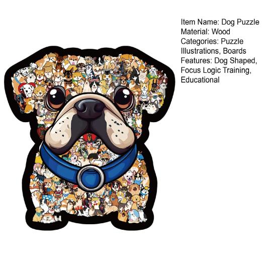136 Teile/Set Hundeförmiges Holz-Puzzle Logiktraining Holz-Tier-Puzzle Spiel Pädagogisches Schwieriges Puzzle Spielzeug Hunde-Liebhaber Geschenk