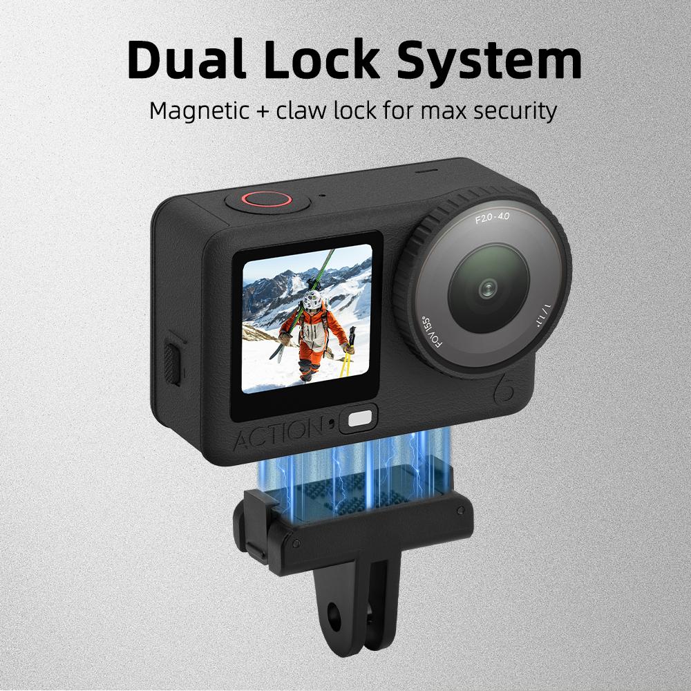 FLYMILE For DJI Osmo Nano/Action 6 Camera Magnetic Quick Release Adapter Two Claw Mount Base