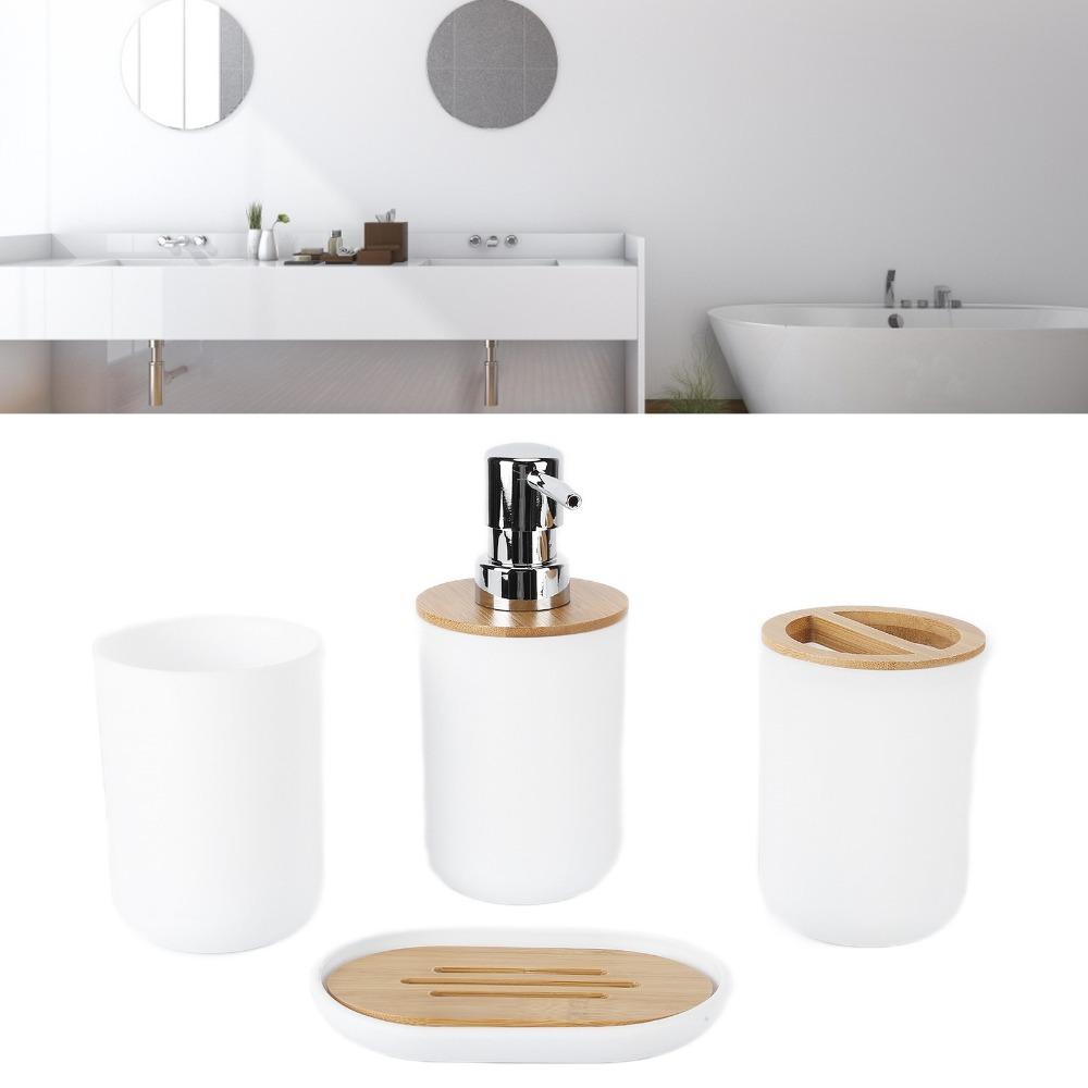 4-Piece Toothbrush Cup Set Black White Gray Bathroom Supplies Set Bathroom Organizer Set  Family