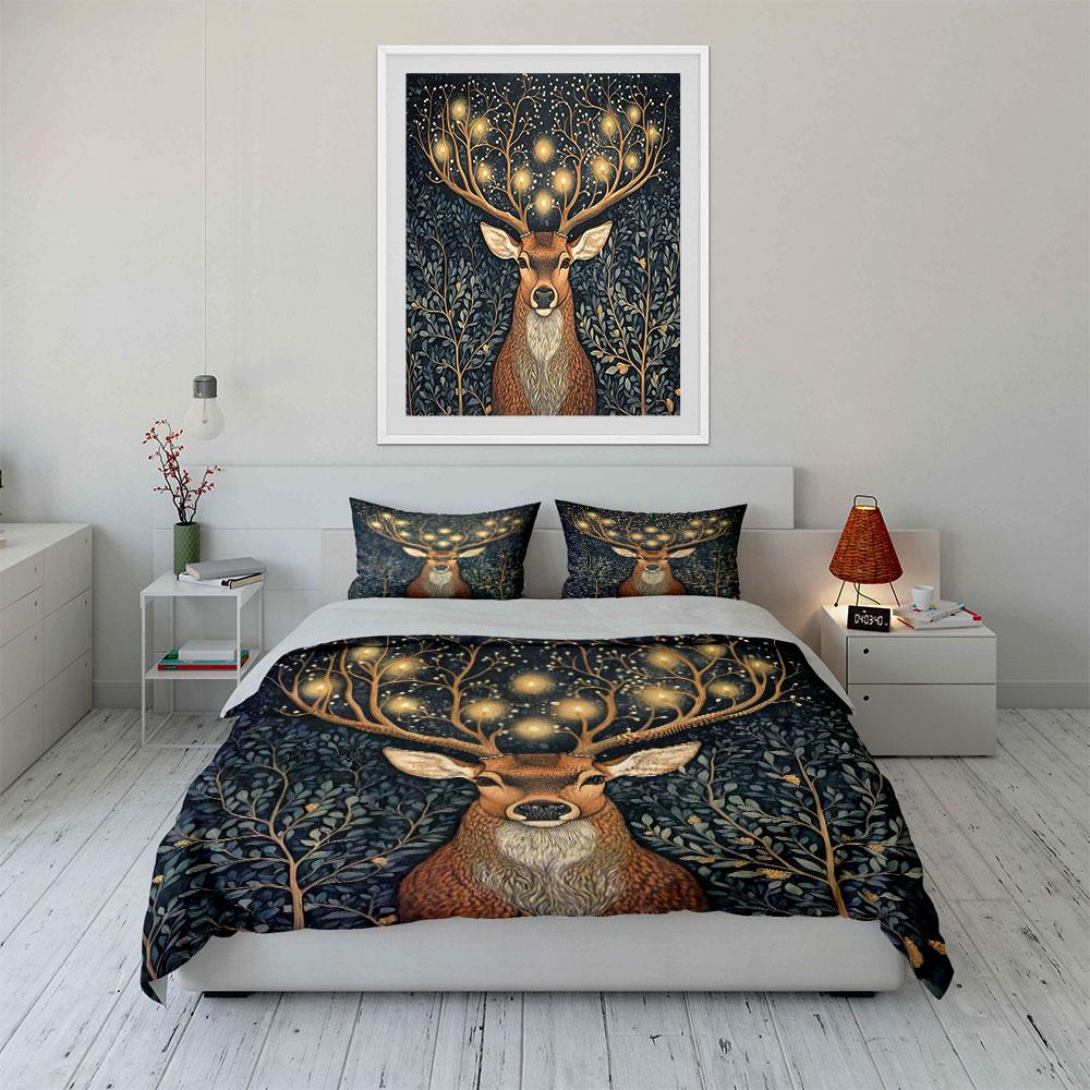 Elegant Deer Art Three-Piece Wall Decor Multiple Sizes Kid'S And Adults' Bedroom Exquisite 3Pc Bedding Set, Gift