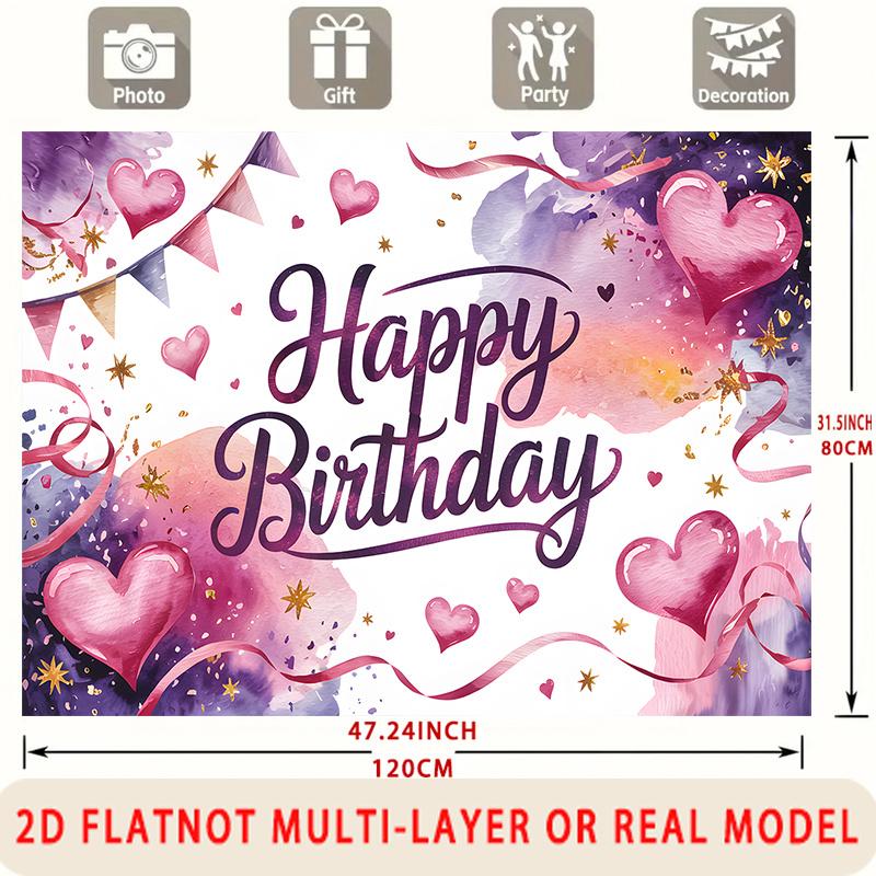 Party Backdrop Birthday Heart Pink Event Photo Booth Background Front Door Decor