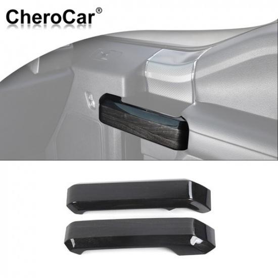 2pcs Door Handle Decor Cover Trim For Ford F150 15- 2Door Black Wood Grain