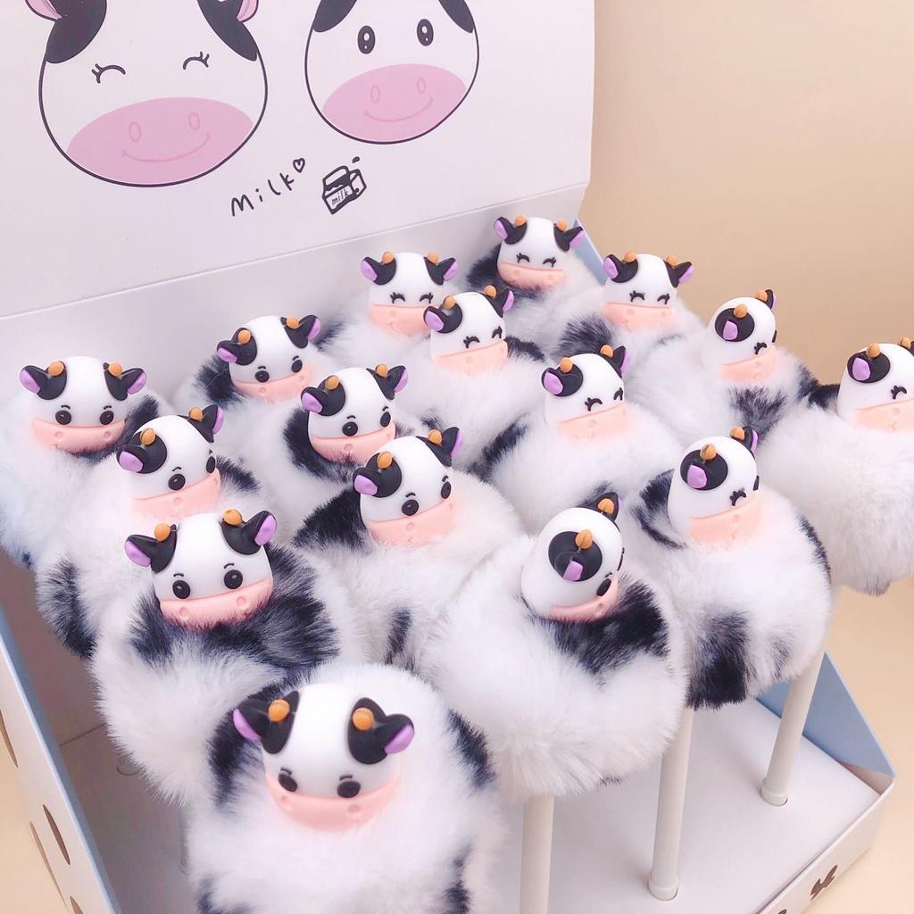 1 Stück süßer Plüsch-Kuh-Gelstift, kreatives Pressebüro, Geschenk, Schulbedarf, Schreibwaren, Kawaii, lustige Stifte