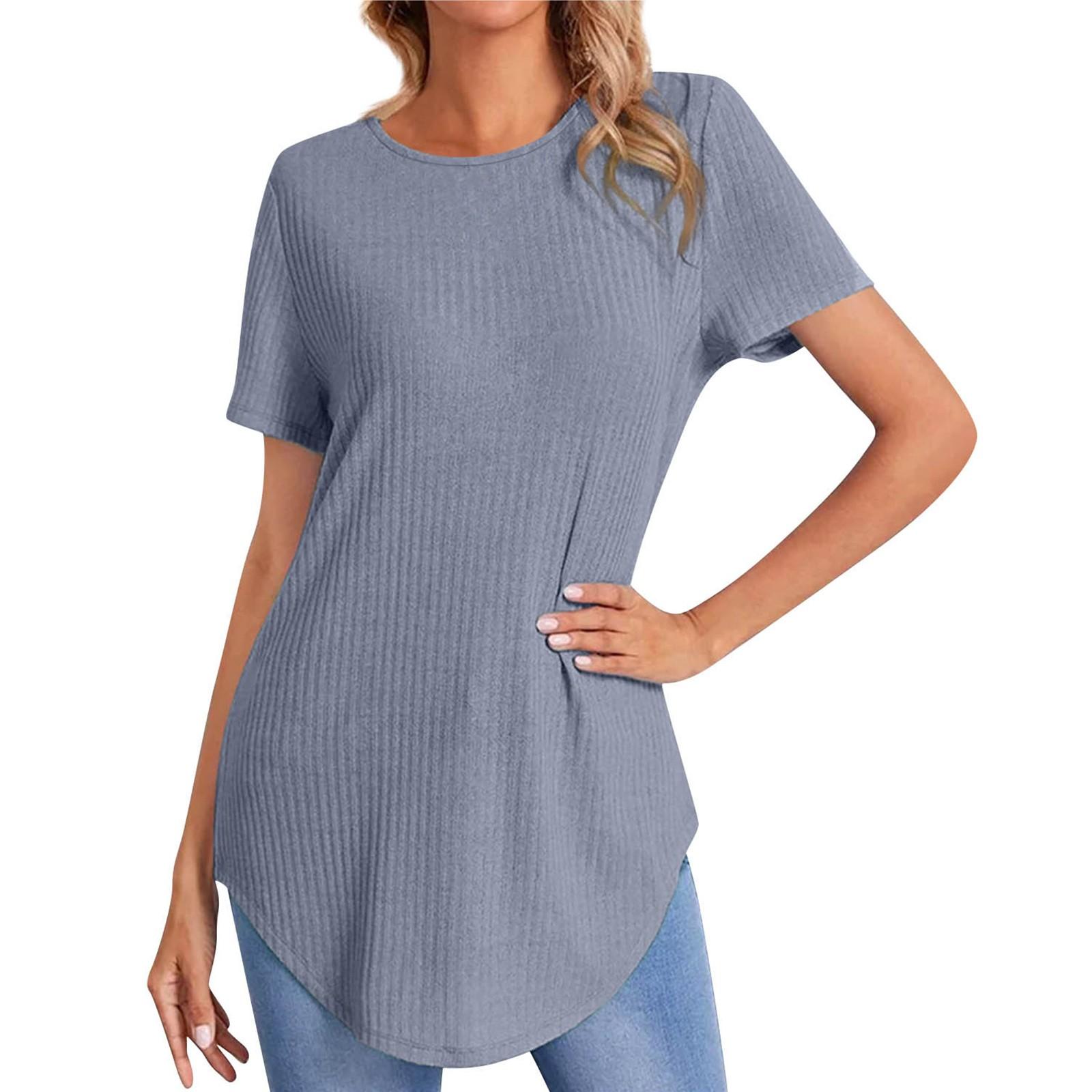 

Женская однотонная повседневная однобортная свободная футболка с коротким рукавом и длинным рукавом L