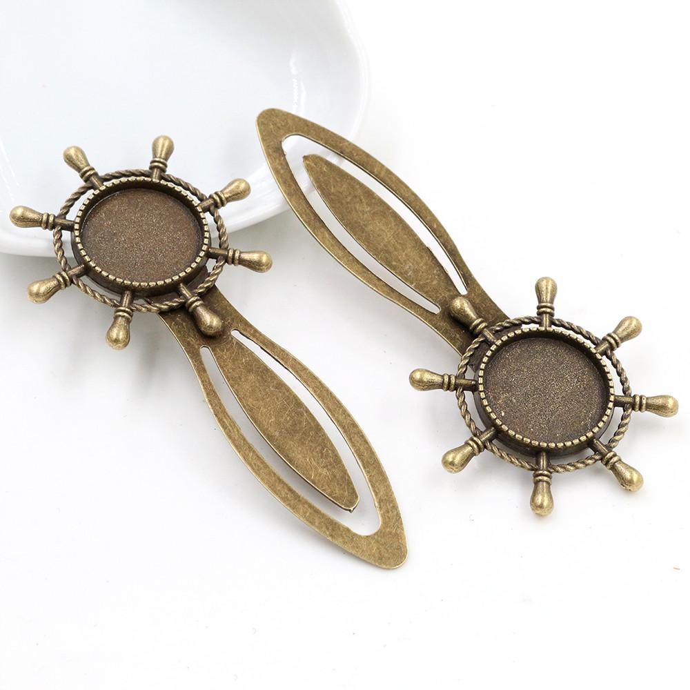 Neue Mode 2 Stück 18mm Innenmaß Antik Silber Plated und Bronze Vintage Stil Handgemacht Lesezeichen Cabochon Basis Cameo Fassung