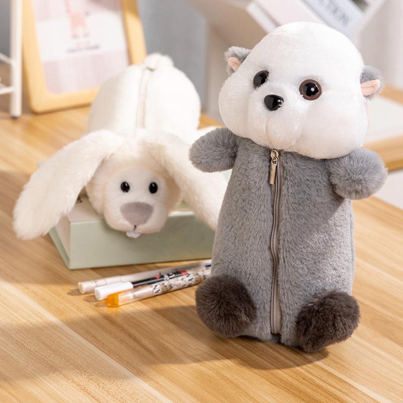Cute Plush Forest Animal Pencil Bags Creative Kawaii Stationery Storage Bag For Kids Great Gift Pencil Case