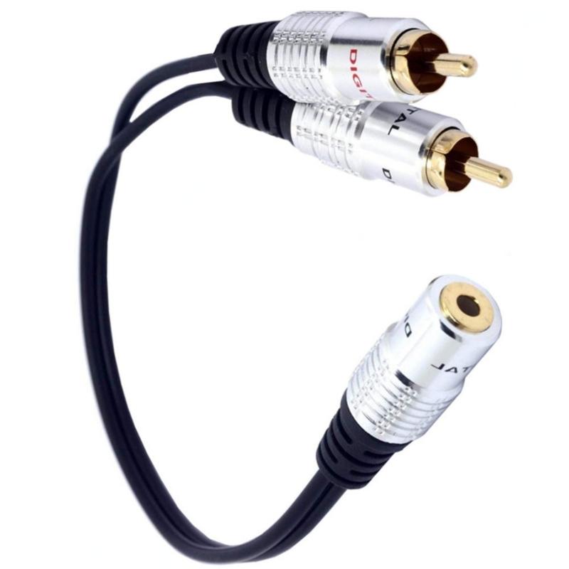 25cm Adapter Cord 3.5mm Female To 2RCA Male Cable Extension Line Gold Plated Connectors Designing
