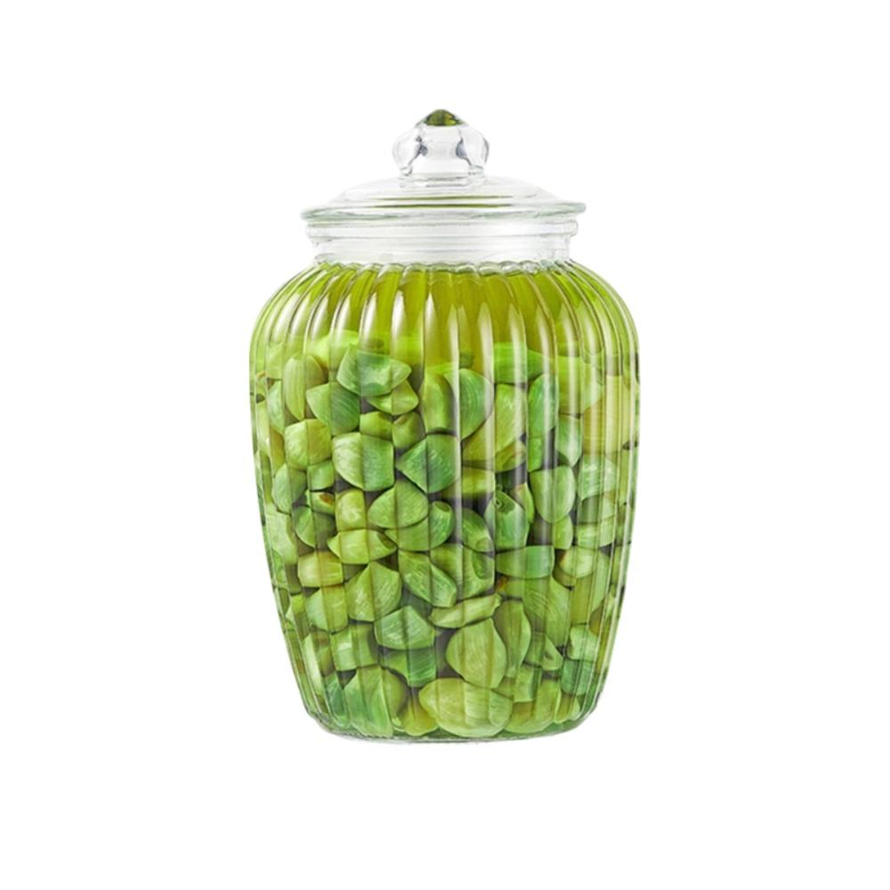 Transparent Kimchi Jar Sealed Seasoning Container Multi-functional Glass Pickle Jar Home Stripe 2200 ML