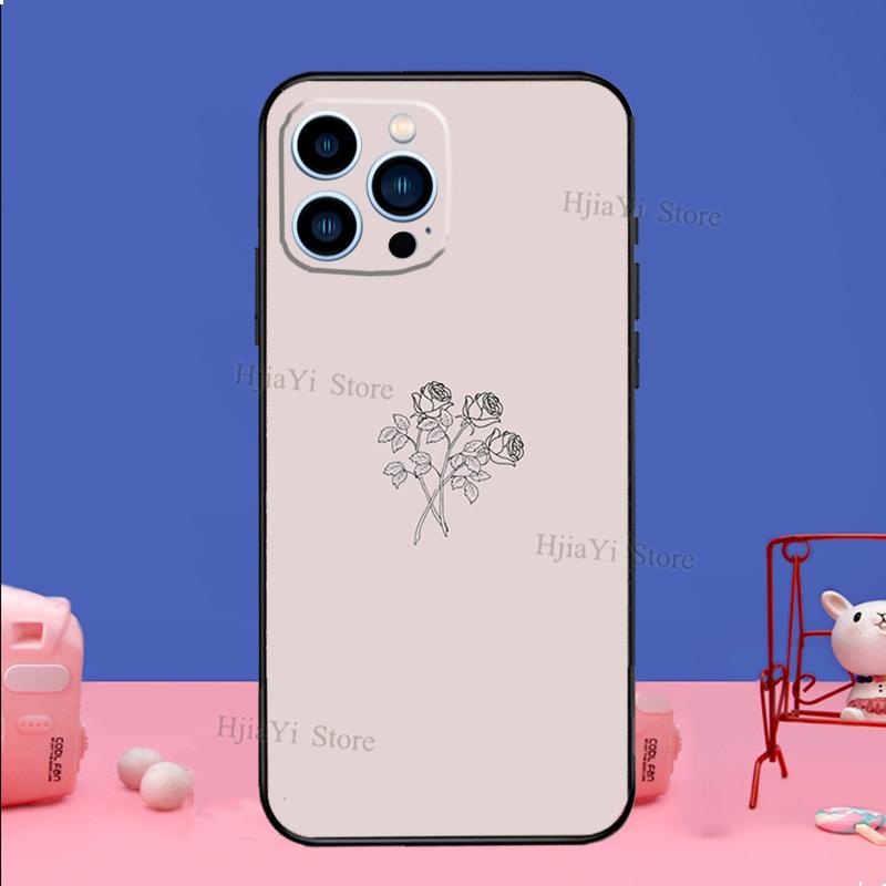 Minimalist Aesthetic Flower Case For iPhone 16 15 13 11 12 14 Pro Max XS XR X Plus 13 mini Soft Cover Fundas Capa Shell