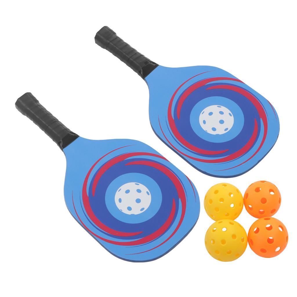 Pickleball Paddles Set Lightweight 2Pcs Wooden Blue Pickleball Rackets with 4 Balls and Carry Bag