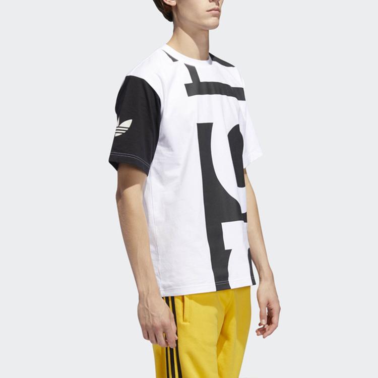 adidas Originals Großes Adi T-Shirt Lockerer Schnitt Kräftiger Grafikdruck Baumwolle Kurzarm-T-Shirt Herren Schwarz Weiß DY6653