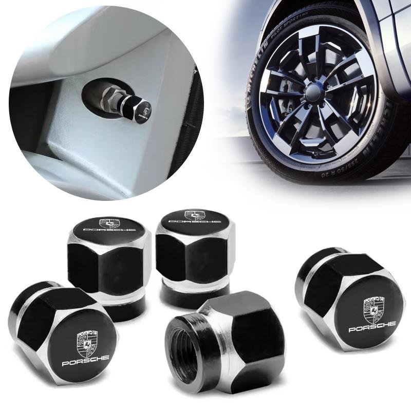 5Pcs Car Wheel Tire Valve Caps Metal Stem Covers For Porsche 911 718 Cayenne Cayman Panamera Macan Taycan Boxster 918 Stickers RJ2