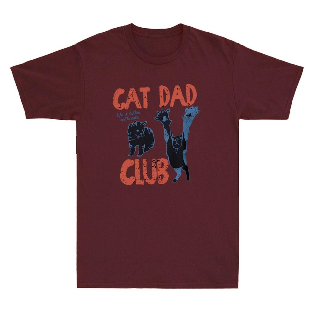 Cat Dad Club Das Leben ist besser mit Katzen Lustige Katzen Meme Zitat Retro Unisex T-Shirt
