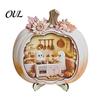 LED Lighted Fall Home Decor Halloween Ghost Pumpkin Wooden Plaque, 2D Flat Tabletop Sign, Indoor Centerpiece Spooky Bathing Reading Ornament