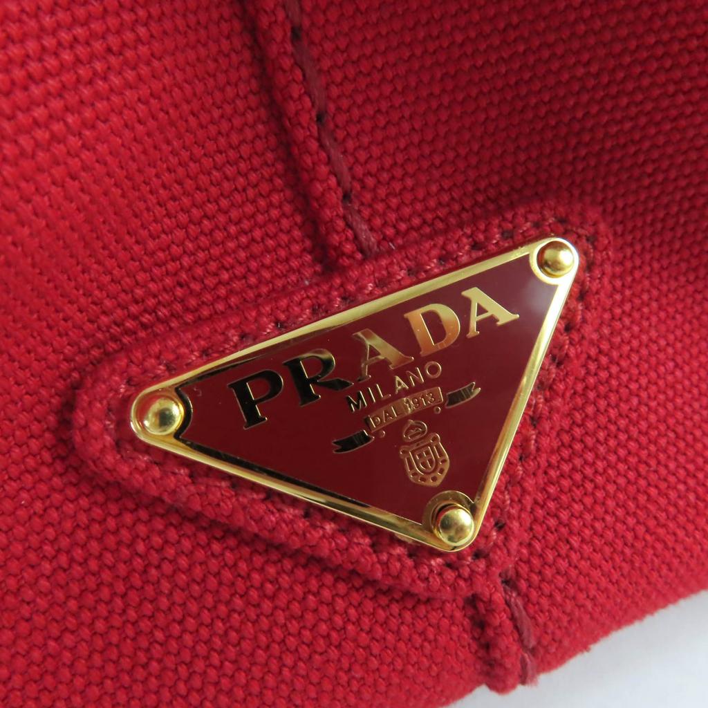 Ausgezeichnete PRADA Handtasche Canapa Dreieck Mit Logo 2-Wege Canvas Tragetasche 1BG439 Gebraucht